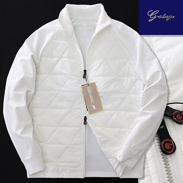 新品 ジーステージ dacron 中綿 キルト ジャージー スタンド ブルゾン 48(L) 白 【6-30406_1_48】 秋冬 メンズ G-stage ゴルフ ジャケット_画像1