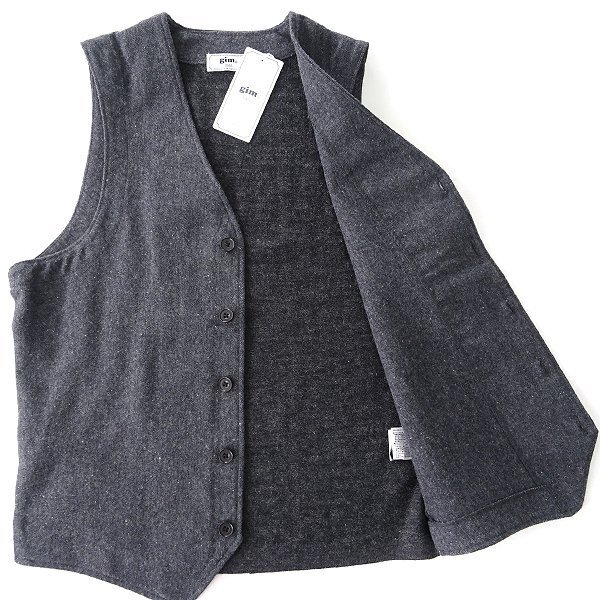新品 gim ジム ウール混 ジャズネップ ツイード ベスト M 薄紺 【I49442】 ジレ ウエストコート 秋冬 メンズ ホームスパン ニット_画像3