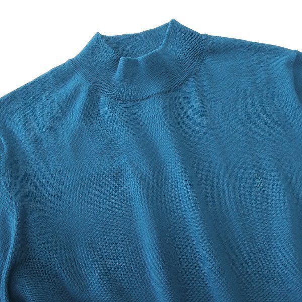 新品 3.3万 マッキントッシュロンドン 14G ウォッシャブル モックネック ニット L 青 【I47226】 秋冬 メンズ ウール セーター ハイゲージ_画像2