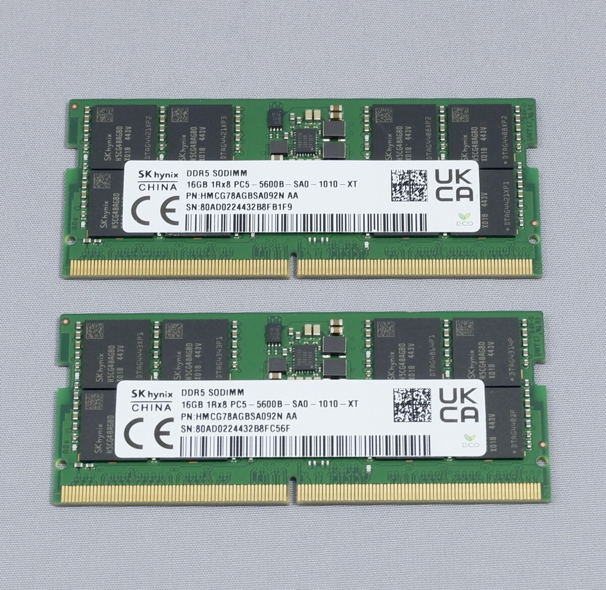 SKHynix　DDR5-5600 SO-DIMM　16GB×2枚 計32GB　ノートPC用_画像1