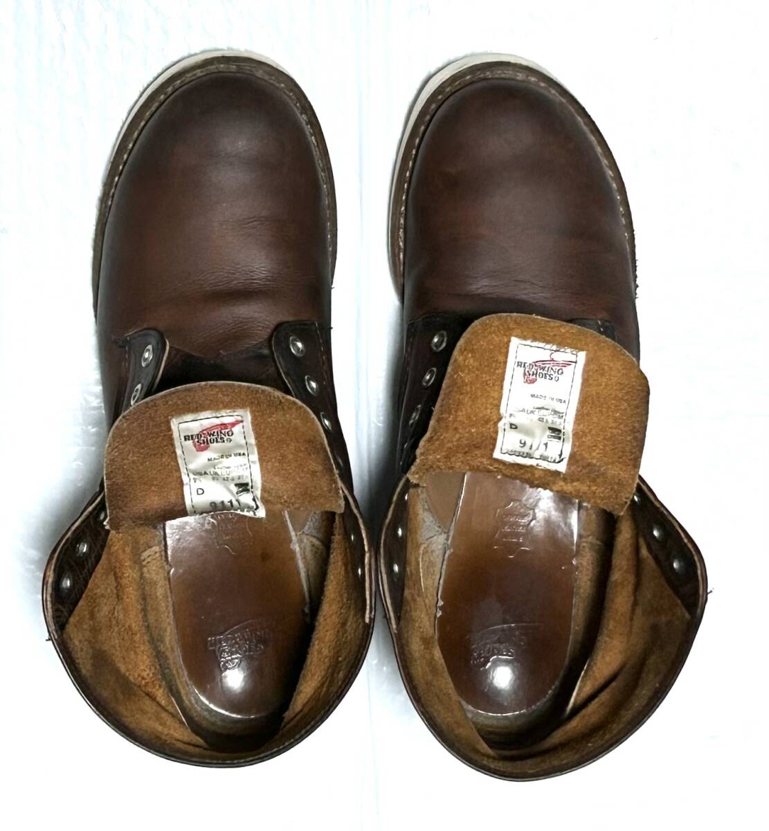 【9.5/D】9111 RED WINGレッドウィング★ハーレー ninja gpz FATBOYショベル softail★匿名配送★TOPGUN バイク ライダース_画像6