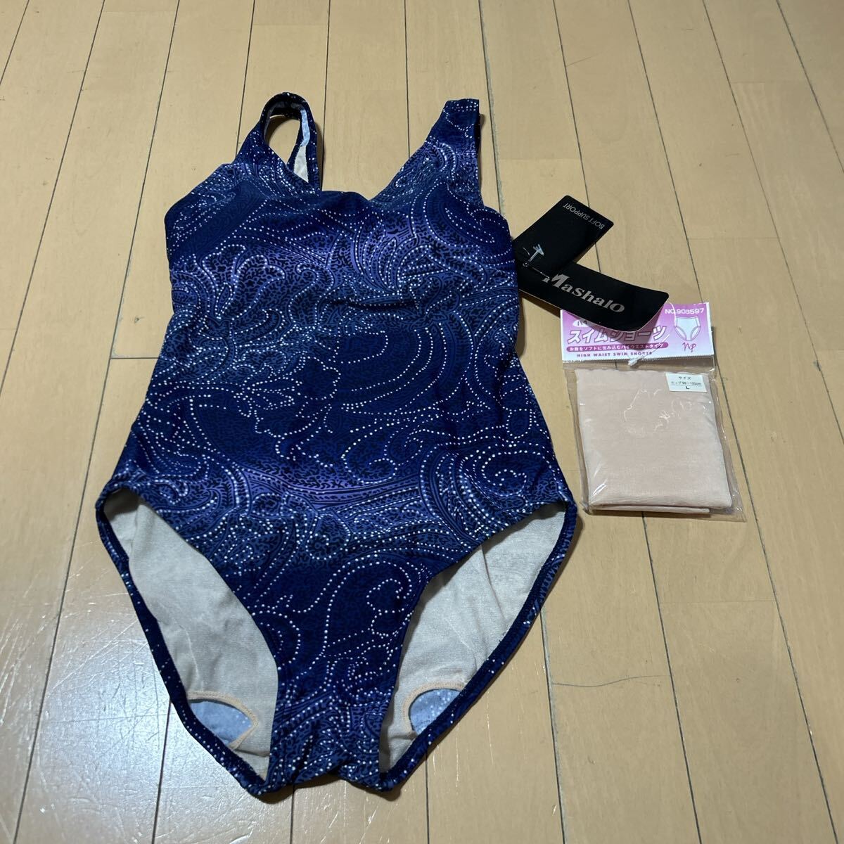 新品未使用MashaloレディースL水着ワンピーススイミング競泳用プール_画像1