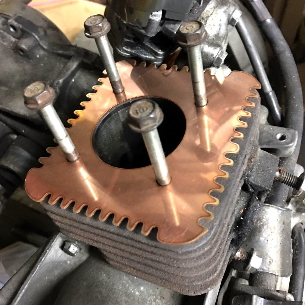 ジャイロ マロッシ68ボアアップ&エアーサル47Φアルミシリンダー対応 0.8mm厚 汎用タフピッチ銅製ヘッドガスケット_画像2