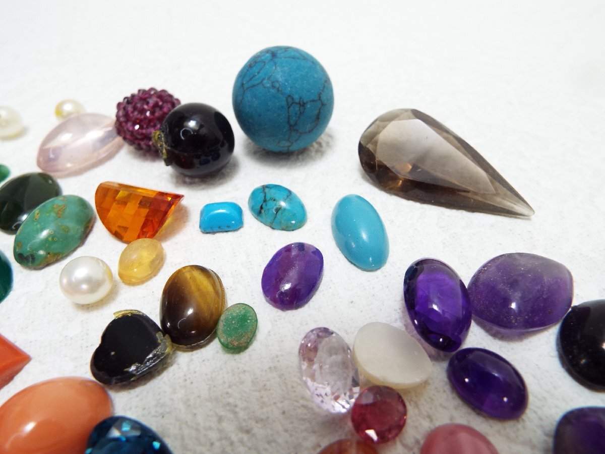【100円スタート】外し石 ルース色々　約76.4ｇ ターコイズ、珊瑚、ホワイトオパール、アメシスト他_画像6