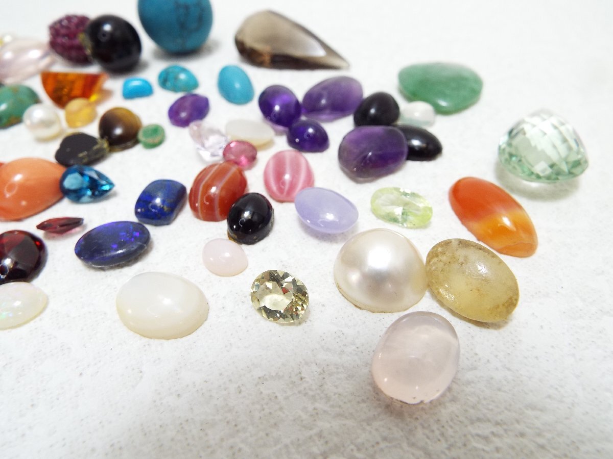 【100円スタート】外し石 ルース色々　約76.4ｇ ターコイズ、珊瑚、ホワイトオパール、アメシスト他_画像7