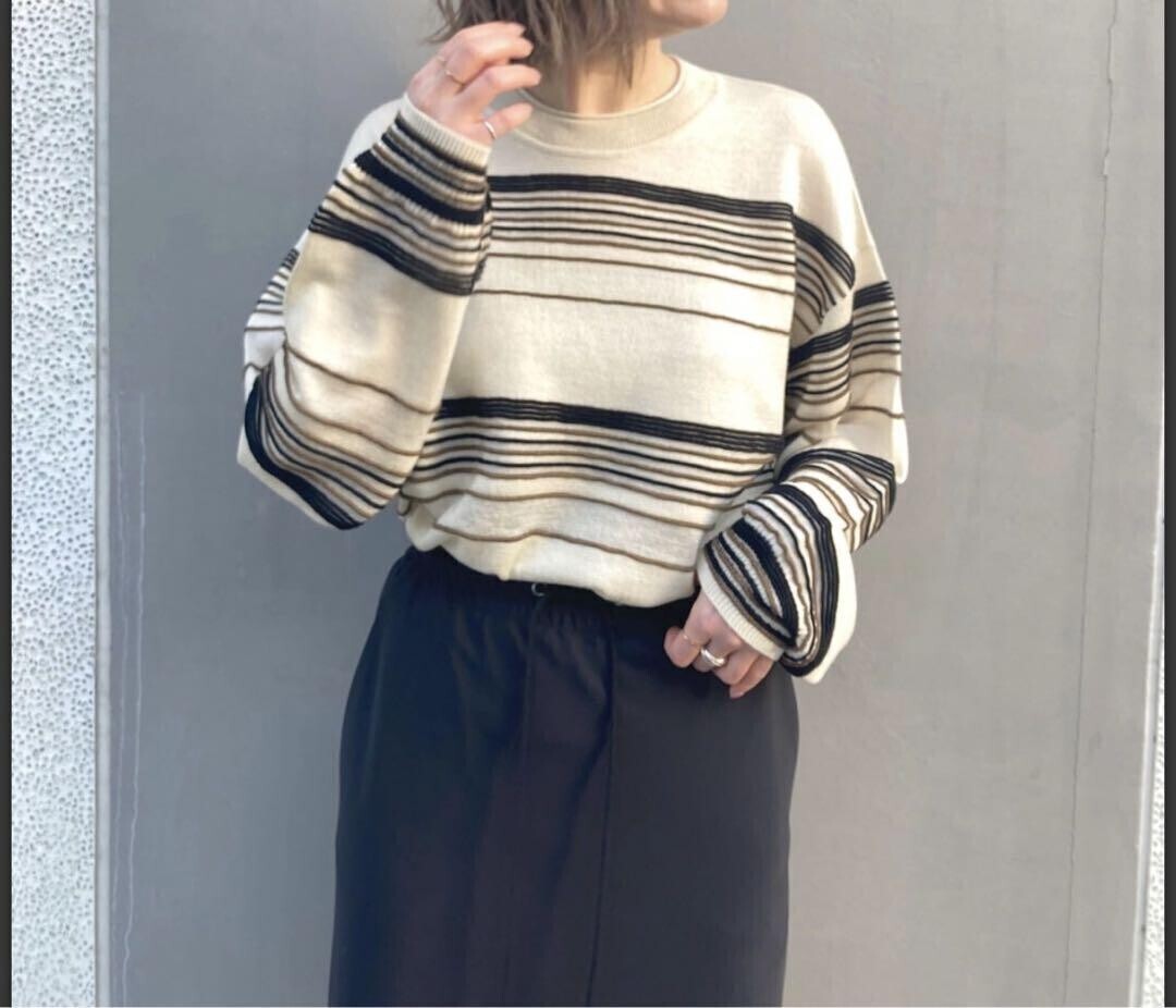 2.9万☆2022年☆セオリー Theory☆洗える Bering Otto Stripe PO / ボーダーニットプルオーバー Sサイズ☆M-B 6279_画像4