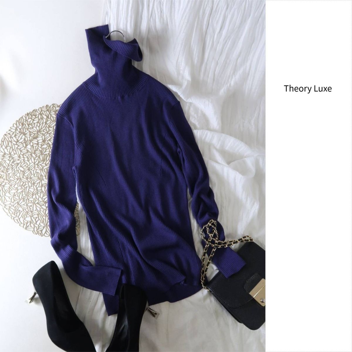 2.9万☆超美品☆2023AW☆セオリーリュクス Theory Luxe☆洗える エクストラファインウール リブタートルニット 38サイズ☆E-M 6641_画像1