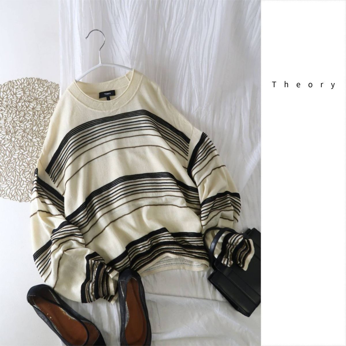 2.9万☆2022年☆セオリー Theory☆洗える Bering Otto Stripe PO / ボーダーニットプルオーバー Sサイズ☆M-B 6279_画像1