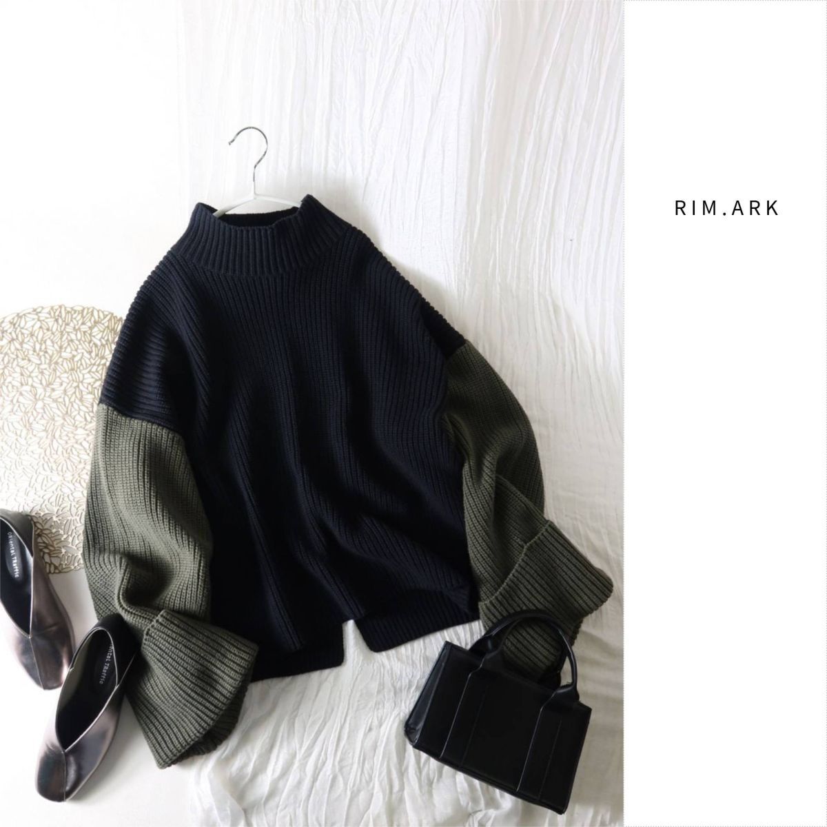 1.4万☆リムアーク RIM.ARK☆バイカラーニットトップス Fサイズ☆E-M 6704_画像1