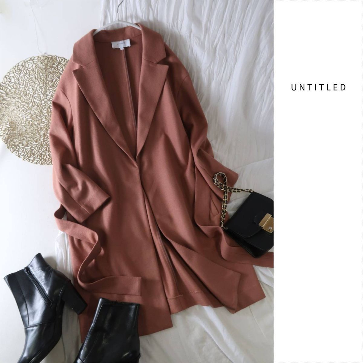 超美品☆アンタイトル UNTITLED☆毛100% ベルト付き ガウンコート 2サイズ☆A-O 6433_画像1