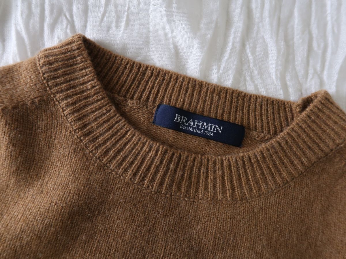 ブラーミン Brahmin☆ウールナイロン ホールガーメント クルーネックニット 38サイズ 日本製☆M-B 6526_画像7