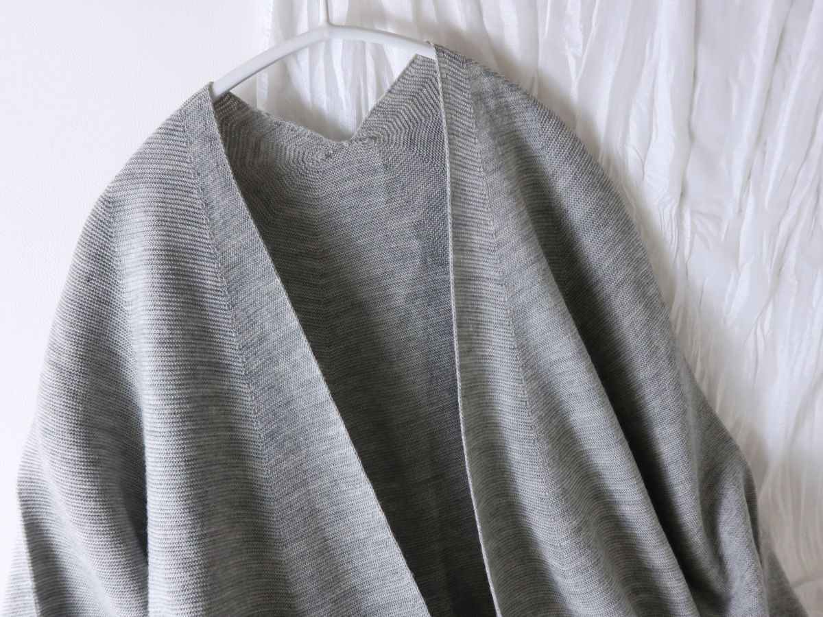 1.7万☆ノーリーズ NOLLEYS☆毛100% ホールガーメントベルト付き羽織り カーディガン 38サイズ 日本製☆R-O 6503_画像3