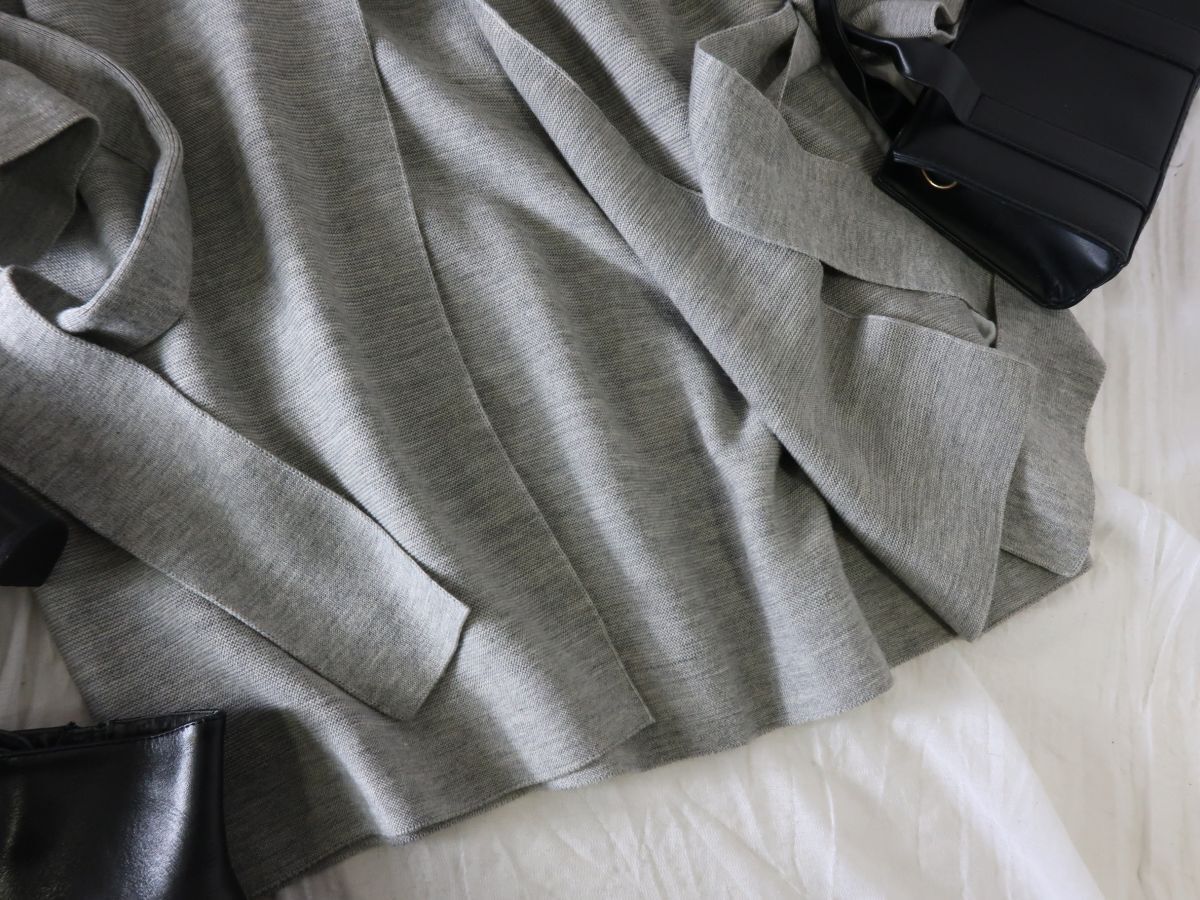 1.7万☆ノーリーズ NOLLEYS☆毛100% ホールガーメントベルト付き羽織り カーディガン 38サイズ 日本製☆R-O 6503_画像4