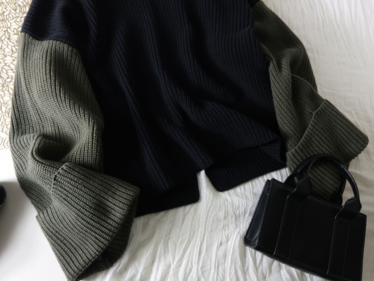 1.4万☆リムアーク RIM.ARK☆バイカラーニットトップス Fサイズ☆E-M 6704_画像4