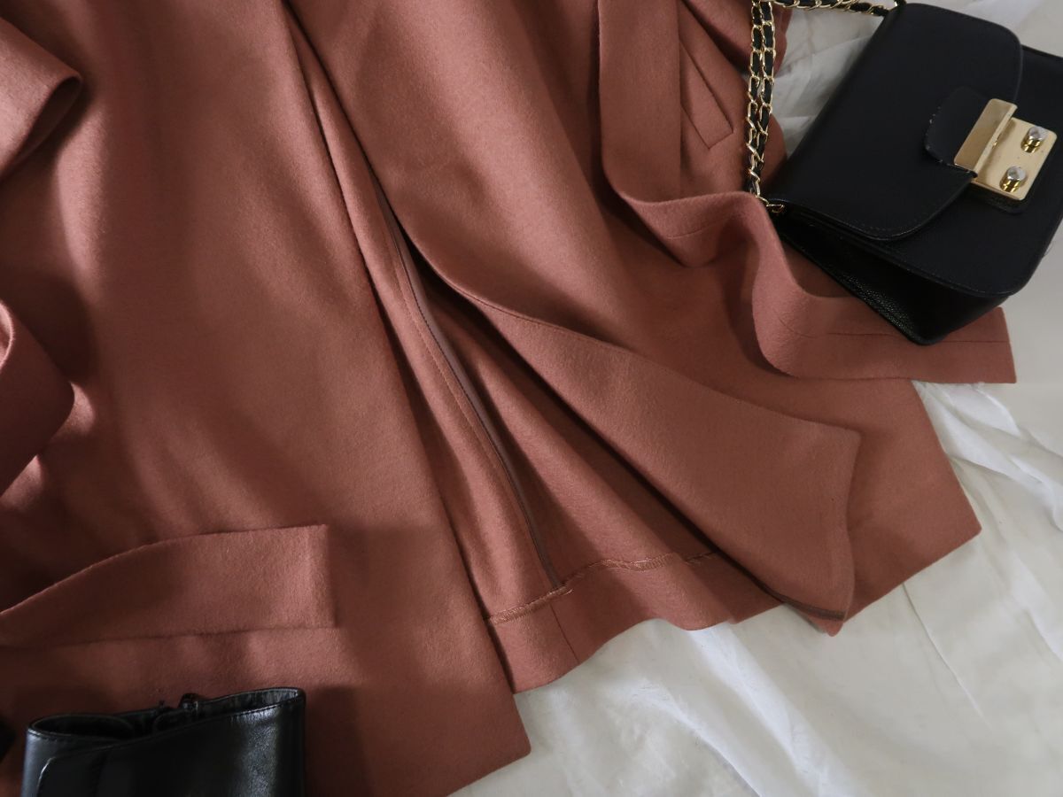 超美品☆アンタイトル UNTITLED☆毛100% ベルト付き ガウンコート 2サイズ☆A-O 6433_画像3