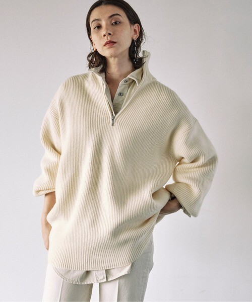 1.4 десять тысяч * канава .rudaga Ran teGALLARDAGALANTE* половина ZIP широкий рукав тянуть over F размер *M-B 6586