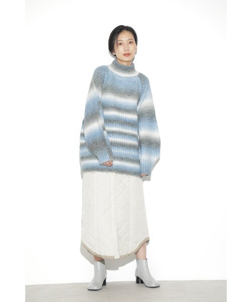 1.4万☆ローズバッド購入/ミラーミラー Mirror Mirror on the wall☆カラーオンブレボーダー ビッグニット Fサイズ☆E-M 6657_画像2