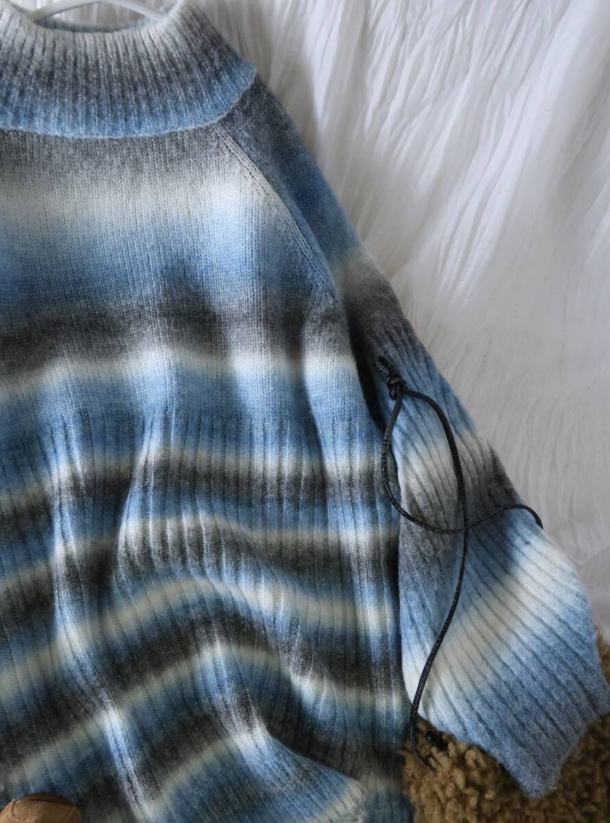 1.4万☆ローズバッド購入/ミラーミラー Mirror Mirror on the wall☆カラーオンブレボーダー ビッグニット Fサイズ☆E-M 6657_画像4