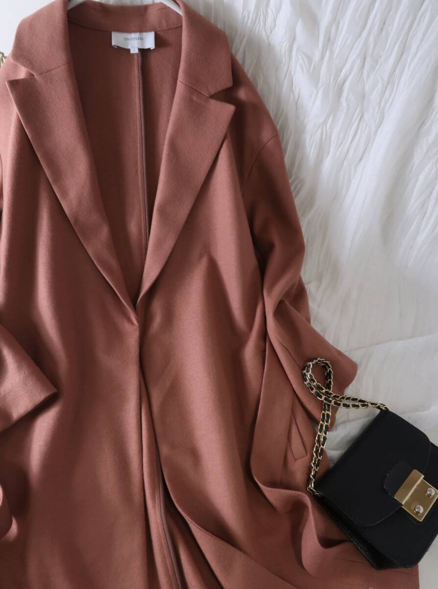 超美品☆アンタイトル UNTITLED☆毛100% ベルト付き ガウンコート 2サイズ☆A-O 6433_画像2