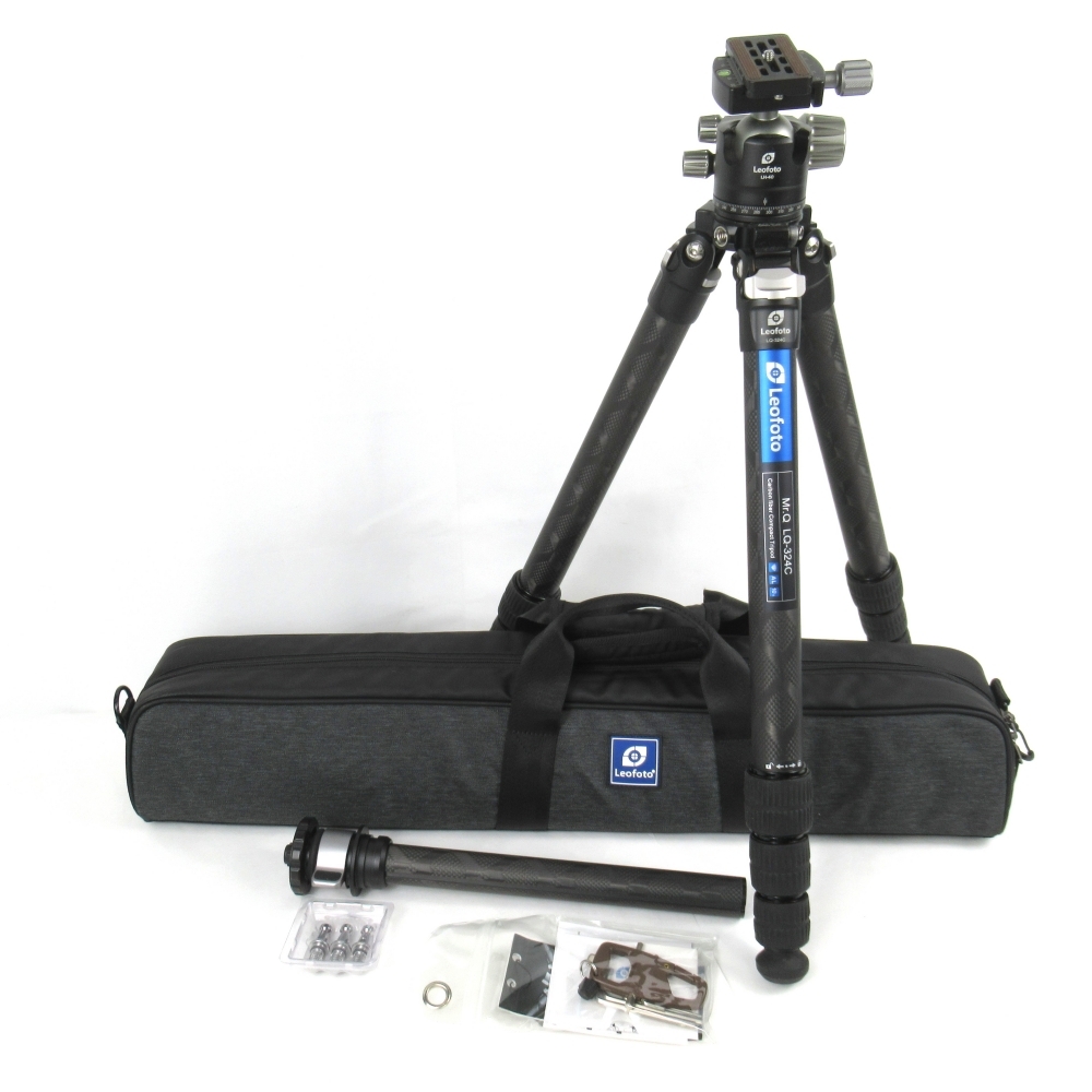 1円〜 Leofoto レオフォト LQ-324C+LH-40 カーボンファイバー三脚 雲台 セット ケース付 動作未確認 4269514_画像1