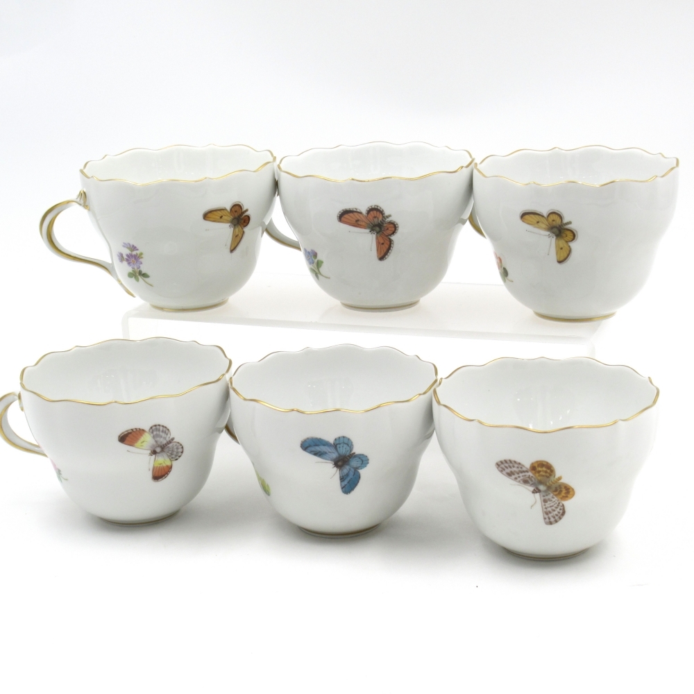 1 иен ~ Meissen Meissen цветок букет природа принцип цветок . бабочка cup & блюдце 6 покупатель итого 12 пункт * включение в покупку не возможно 4288748