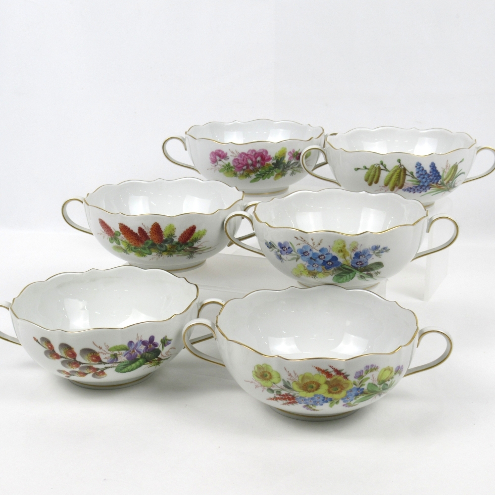 1 иен ~ Meissen Meissen цветок букет природа принцип цветок . бабочка суповая чашка & блюдце 6 покупатель итого 12 пункт * включение в покупку не возможно 4361647