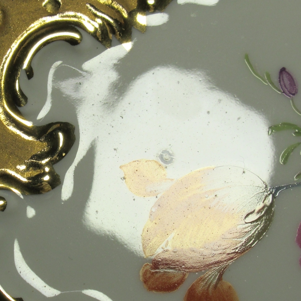 1 иен ~ Meissen Meissen B пена цветок букет Granz Gold 7. окно маленький цветок золотая краска голубой примерно 28cm plate * включение в покупку не возможно 4346643