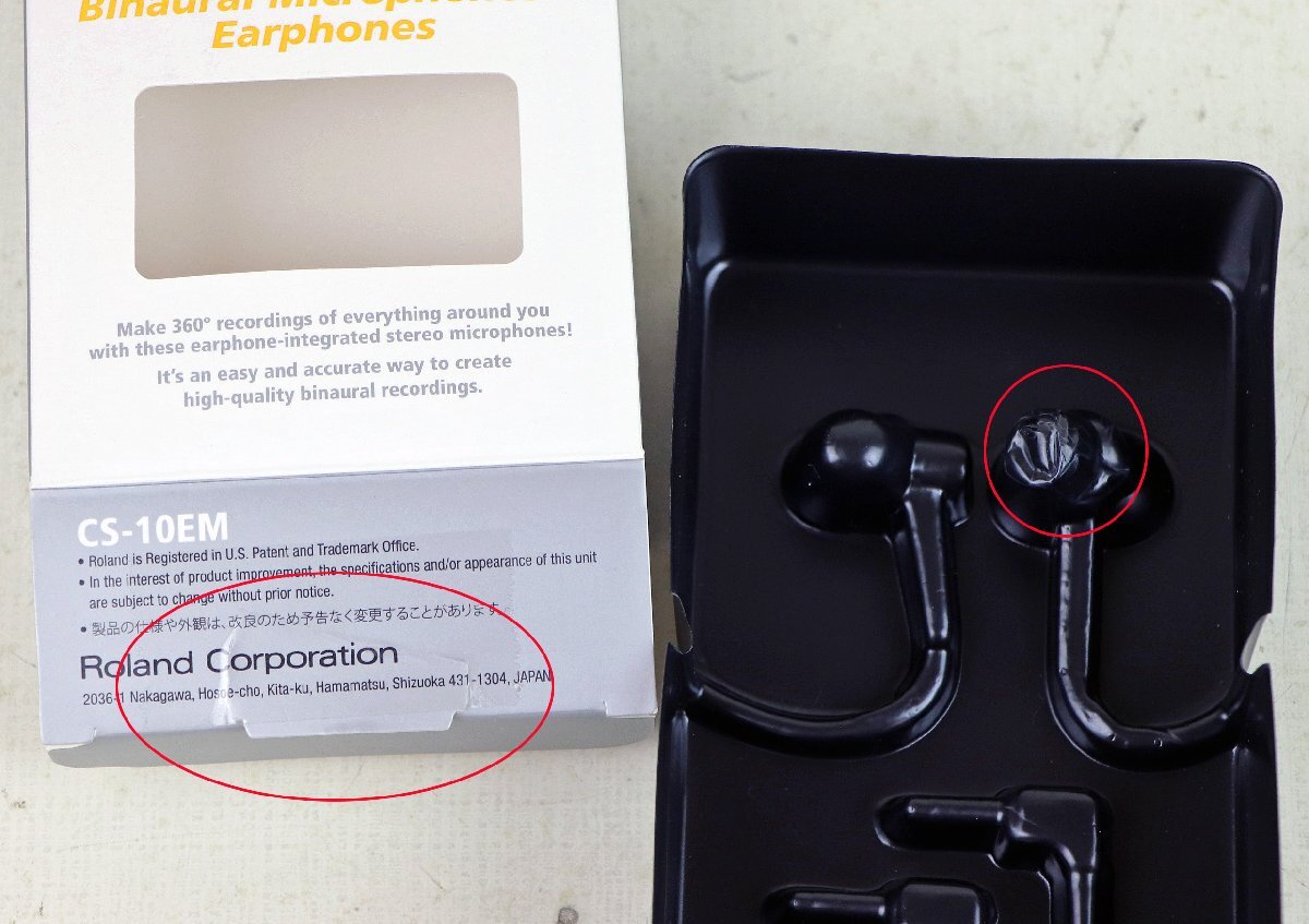 S●中古品●コンデンサーマイク CS-10EM Roland/ローランド 無指向性 ダイナミックイヤホン一体型 バイノーラル録音 キャリングポーチ欠品_画像7