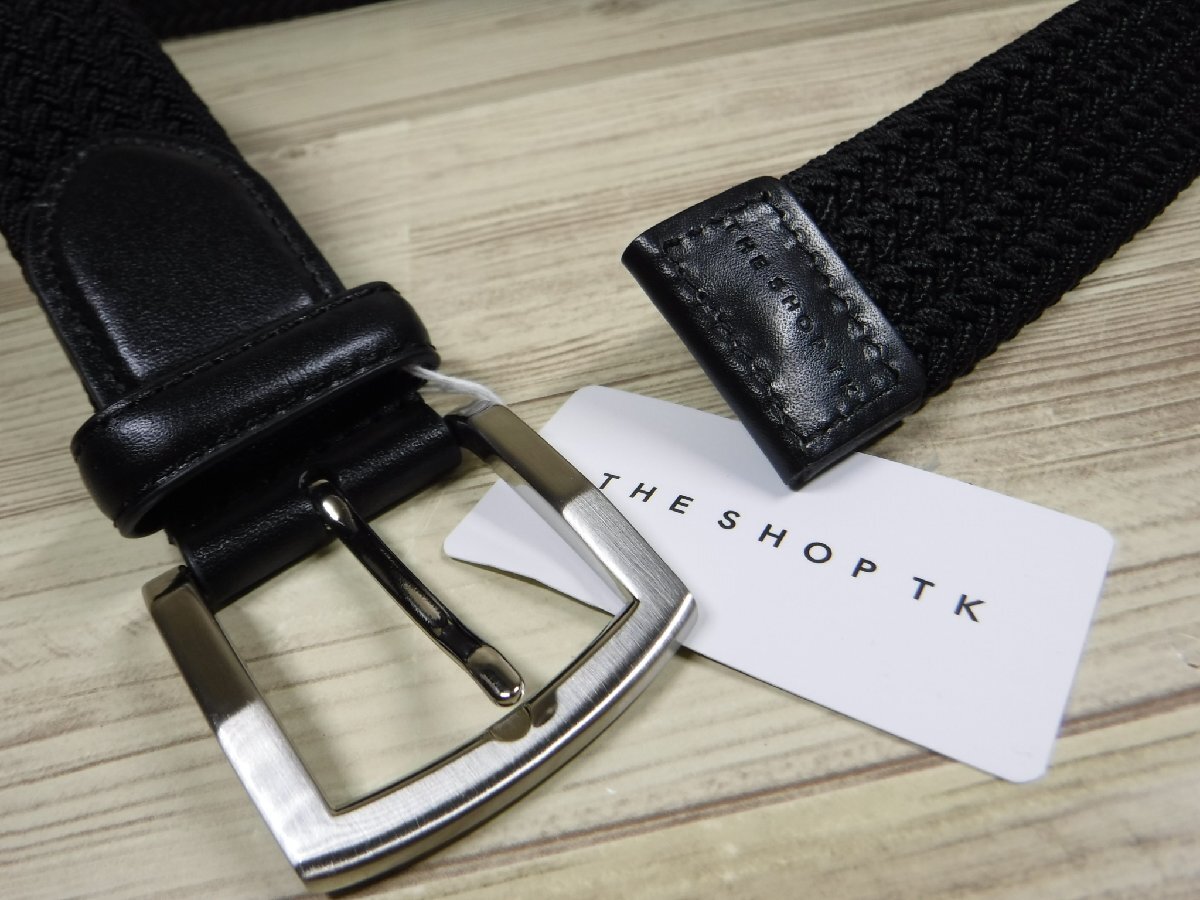 V355 タケオキクチ 新品 黒 35ｍｍ ストレッチゴム 伸縮 編み込みメッシュベルト THE SHOP TK ゴルフ、スポーツに最適 TAKEO KIKUCHI_画像4