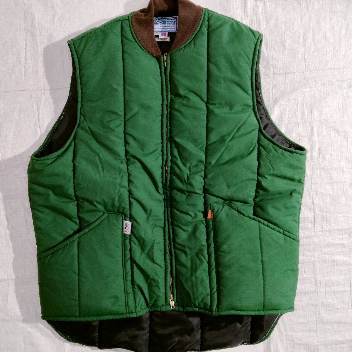 DICKSON ディクソン DI-234 poly green VERTICAL VEST 10oz Vertical キルテッド インサレーテッド the bluest overalls ダウン　ベスト_画像1