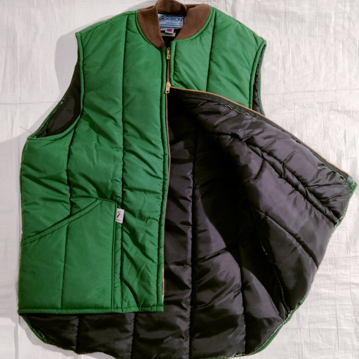 DICKSON ディクソン DI-234 poly green VERTICAL VEST 10oz Vertical キルテッド インサレーテッド the bluest overalls ダウン　ベスト_画像3