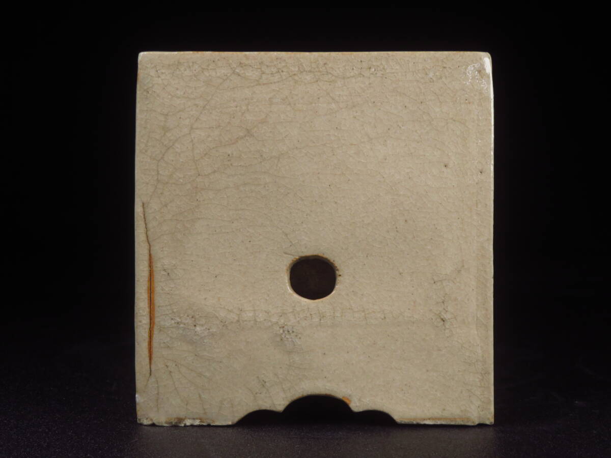 【SAKURAYA】コレクター所蔵品【尾形乾山 乾山深省 鉄絵山水花鳥図陶硯箱】小引出 書道具 作家 在銘 骨董品 古美術品 珍品 全長21.8cm_画像5