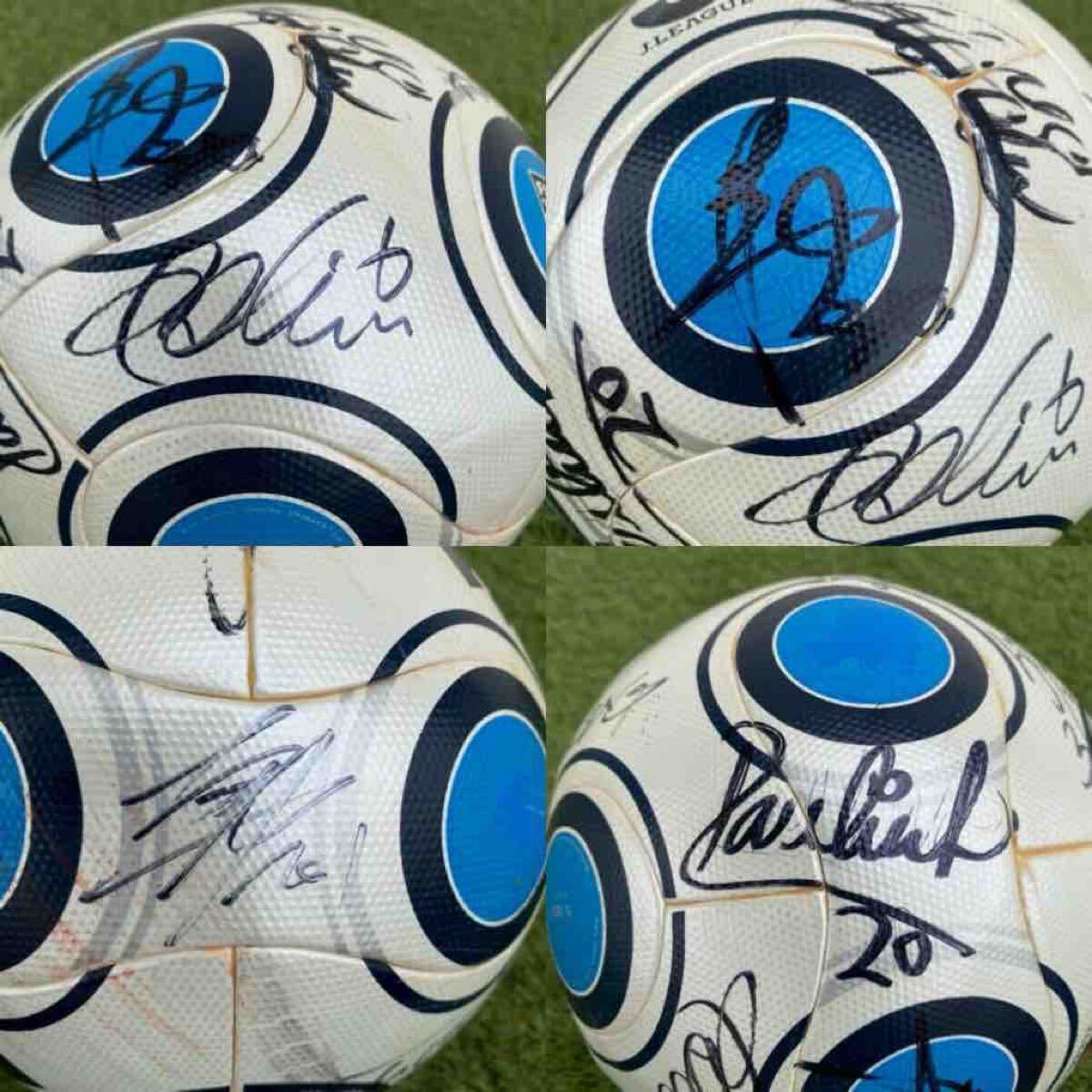  【激レア/実使用の可能性大】アディダス テラパス 2009 Jリーグ公式球 京都サンガ サイン入り　京都パープルサンガ　柳沢敦_画像2