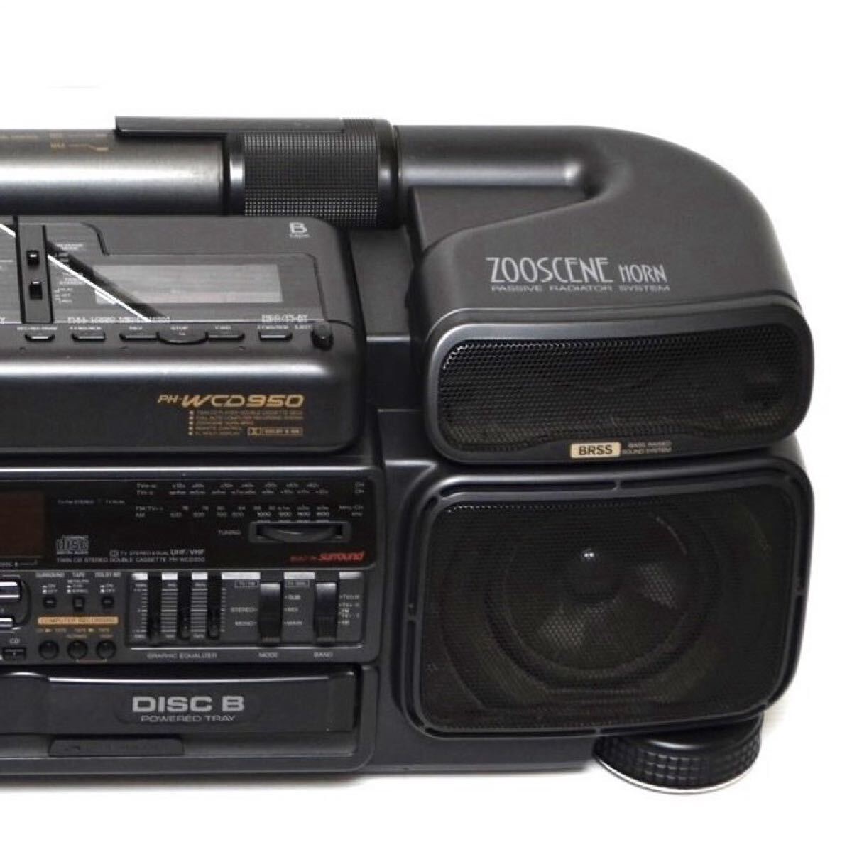 【入手困難/リモコン付】SANYO サンヨー PH-WCD950 ZooSCENE ズシーン CD ラジカセ ダブルカセット 2CD バブルラジカセ TAPE ラジオ AM FM_画像4