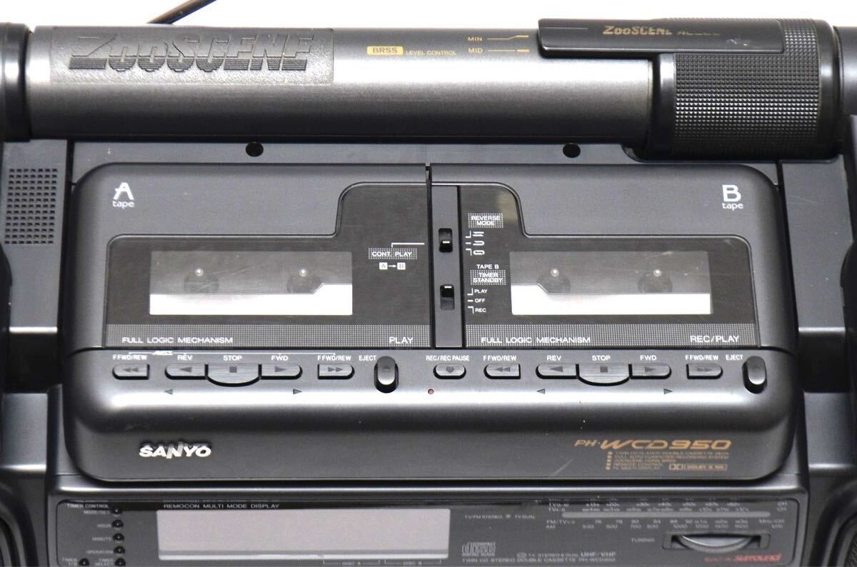 【入手困難/リモコン付】SANYO サンヨー PH-WCD950 ZooSCENE ズシーン CD ラジカセ ダブルカセット 2CD バブルラジカセ TAPE ラジオ AM FM_画像5