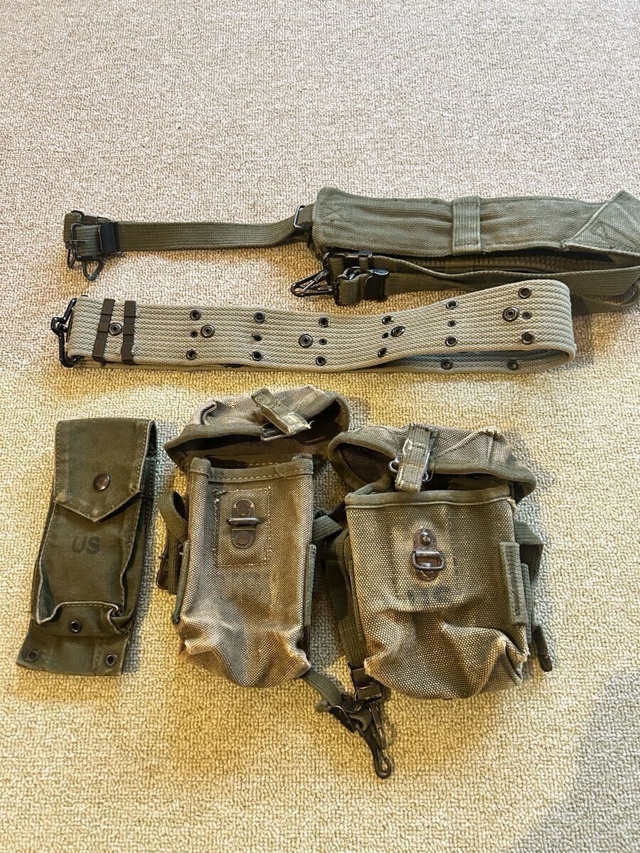 ベトナム戦争　米軍　M56 アムニッシュン・マガジンポーチ M14マガジンポーチ　H型サスペンダー　M1943海兵隊ピストルベルト_画像1