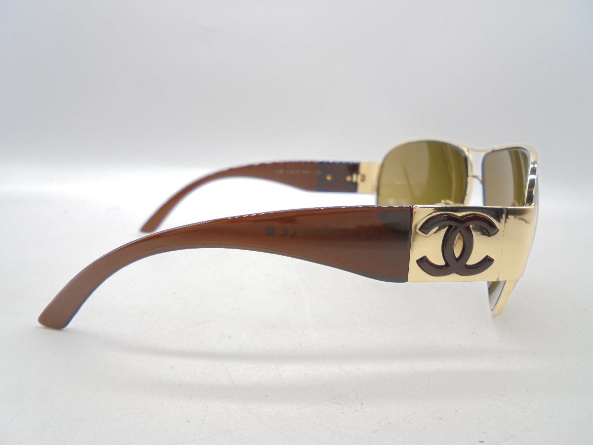 [80]1 иен ~CHANEL Chanel здесь Mark солнцезащитные очки 4128 64*11 125 оттенок коричневого царапина загрязнения есть с футляром текущее состояние товар 