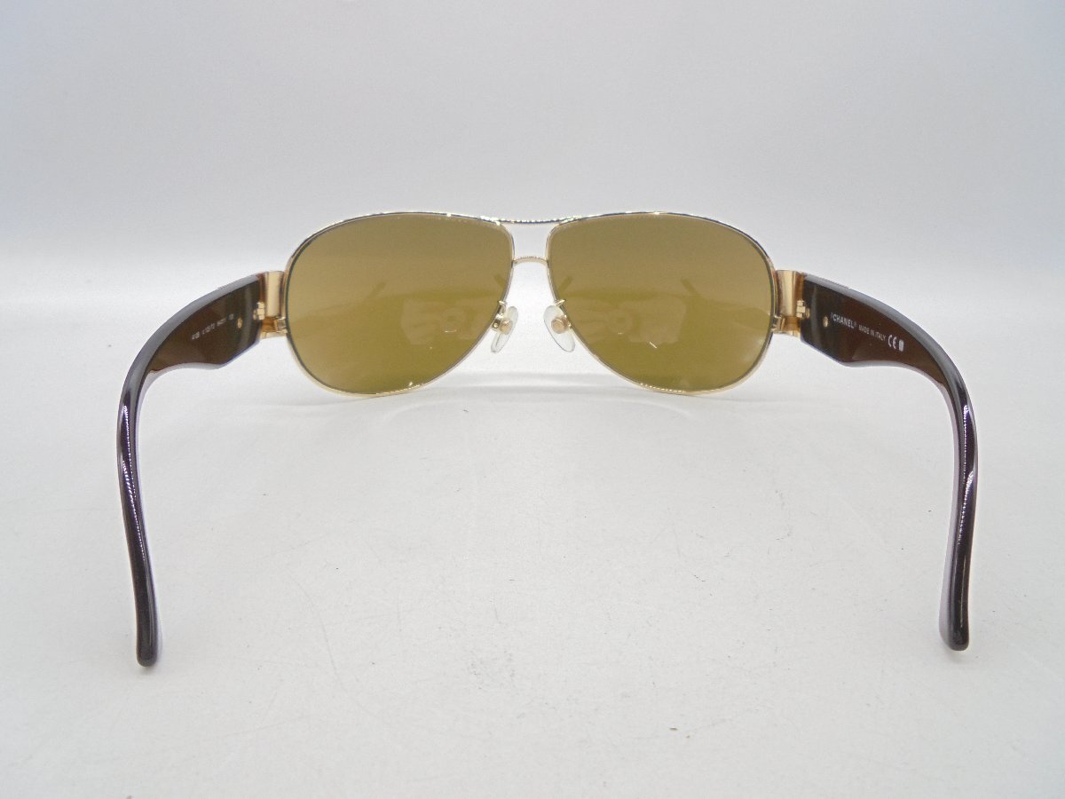 [80]1 иен ~CHANEL Chanel здесь Mark солнцезащитные очки 4128 64*11 125 оттенок коричневого царапина загрязнения есть с футляром текущее состояние товар 