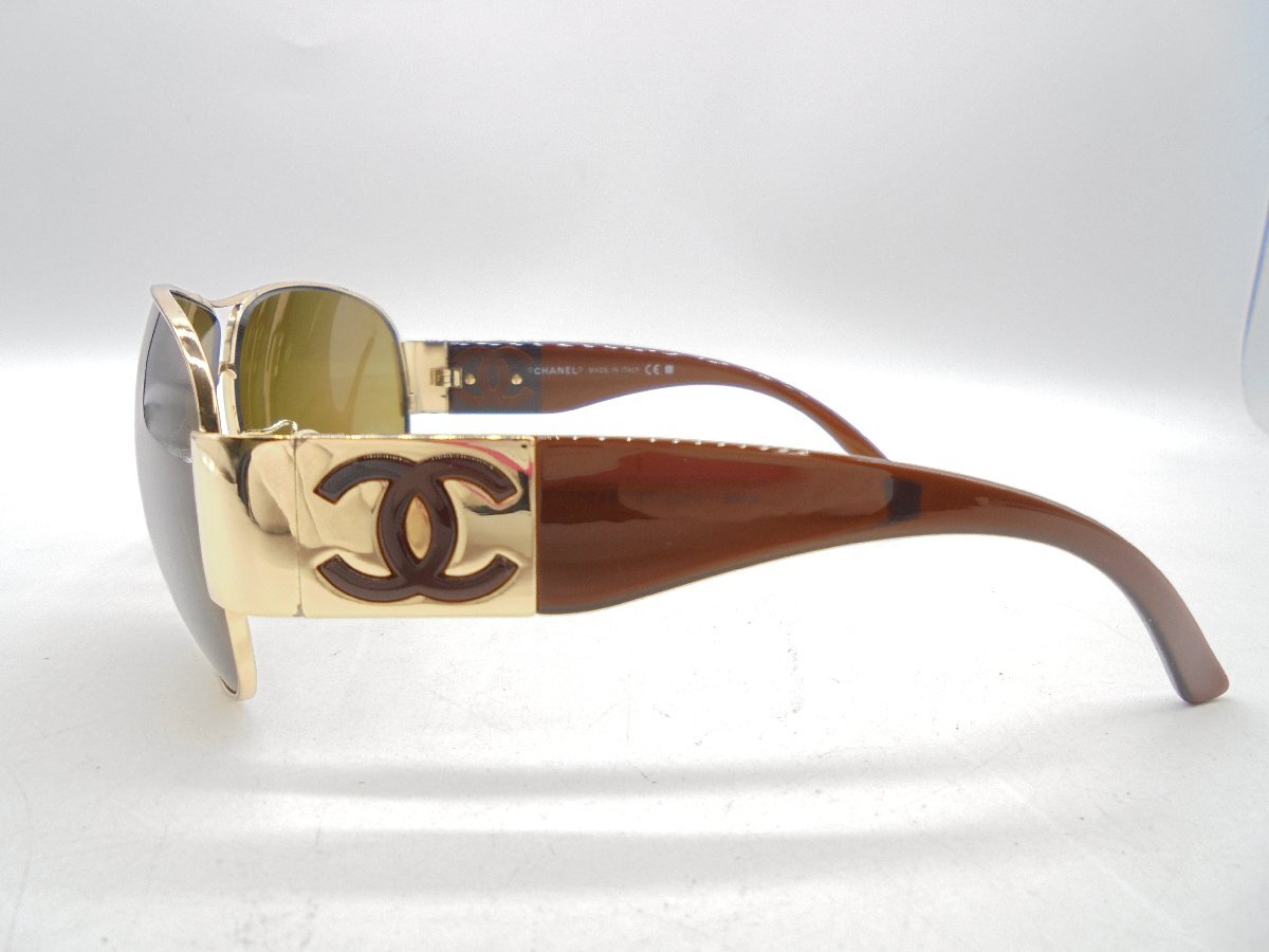 [80]1 иен ~CHANEL Chanel здесь Mark солнцезащитные очки 4128 64*11 125 оттенок коричневого царапина загрязнения есть с футляром текущее состояние товар 