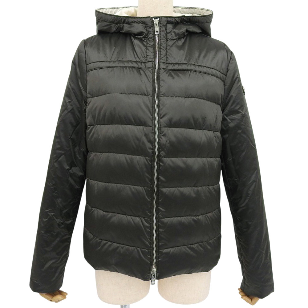 [ подлинный товар гарантия ] очень красивый товар Prada PRADA пуховик 42 женский с капюшоном внешний нейлон темно-зеленый 