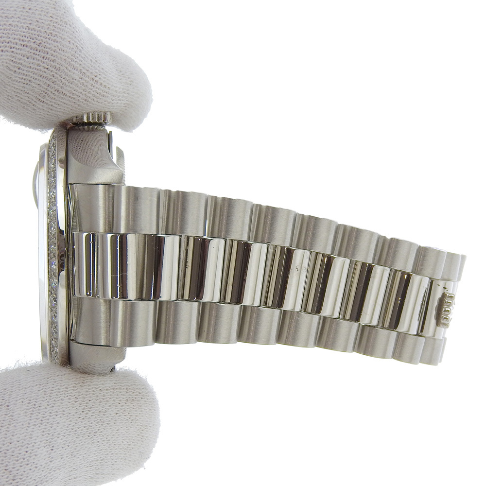 【本物保証】 箱付 新品同様 ロレックス ROLEX デイデイト 18346A W番 1995年頃 シルバー文字盤 ベゼルダイヤ 純正 10Pダイヤ Pt900 176.5g_画像7