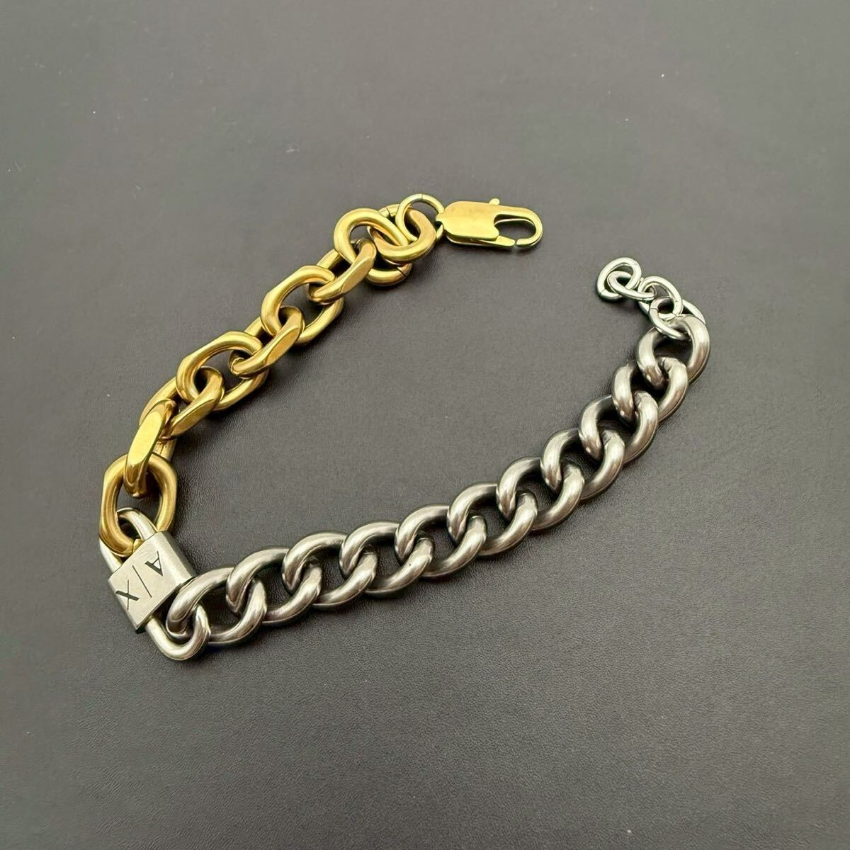 【超希少・未使用保管品】ARMANI EXCHANGE A/X アルマーニ エクスチェンジ ブレスレット バングル コンビカラー ゴールド シルバー メンズ_画像7