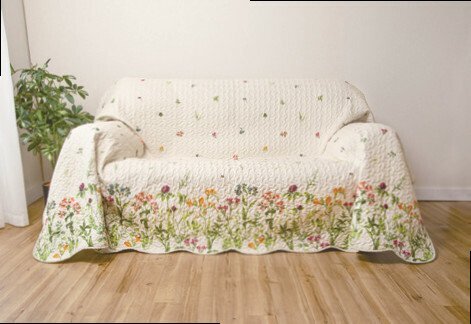 新品＠ボタニカル柄キルトマルチカバー 長方形 小/190×240cm(ベッドカバー ソファカバー おしゃれ 北欧 花柄 ベッドスプレッド)_画像2