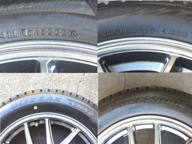 16in ZACK JP205 16X5.5J PCD 100 4穴 +46 ブリヂストン ブリザック VRX2 185/60R16 2023年製スタッドレス付 E13ノート マツダ2 デミオ 等_画像10