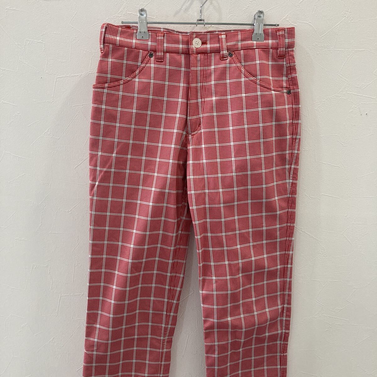 B354 CLUNK チェック柄 ゴルフウェア レッド レディース M_画像2
