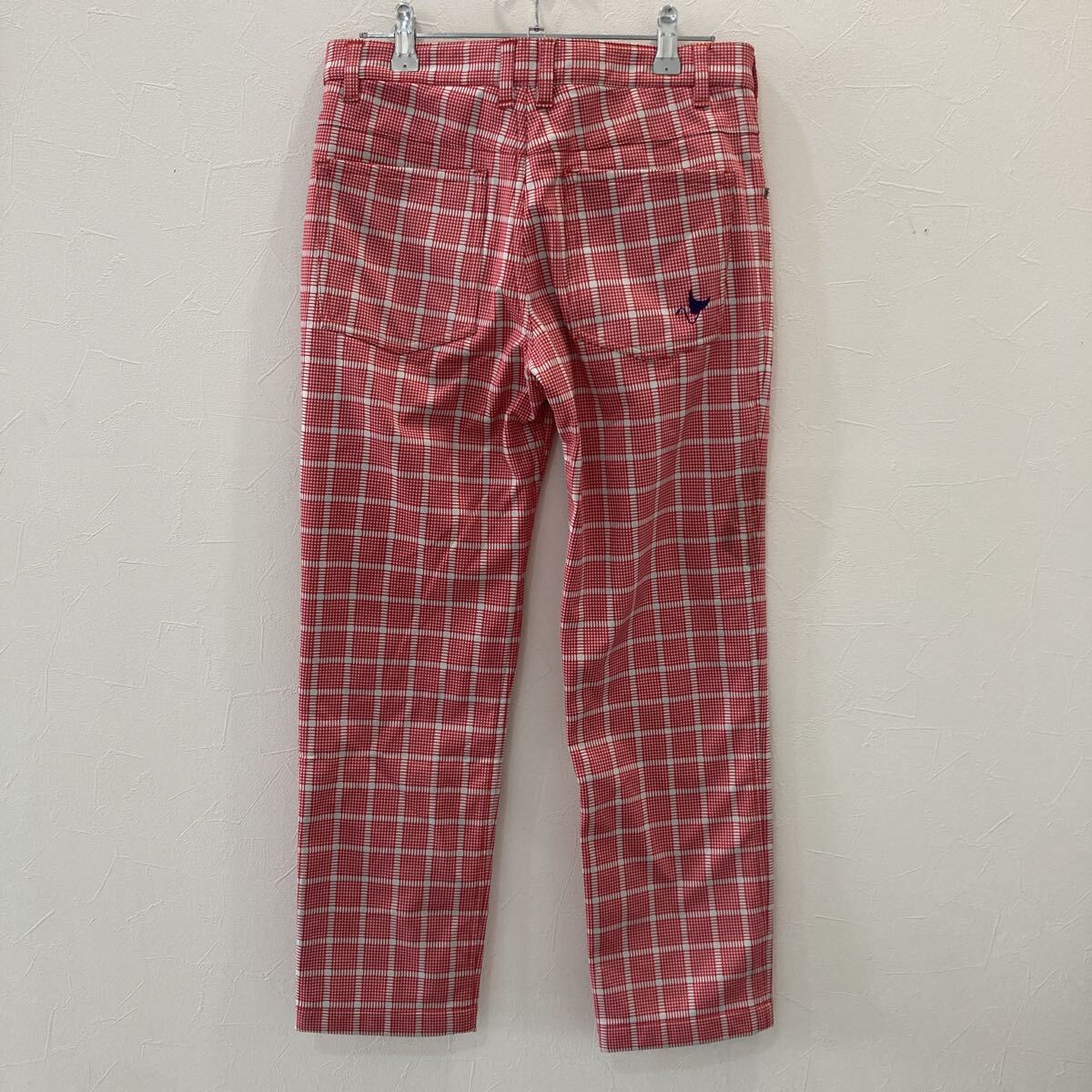 B354 CLUNK チェック柄 ゴルフウェア レッド レディース M_画像3