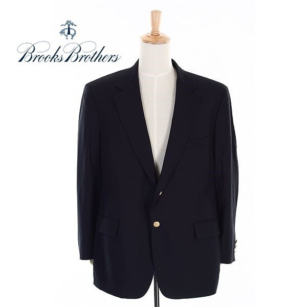 A5239/美品 秋冬 総裏 BROOKS BROTHERS ブルックスブラザーズ ウール 金ボタン テーラード シングル2Bジャケット XL程 濃紺/USA製 メンズ_画像1