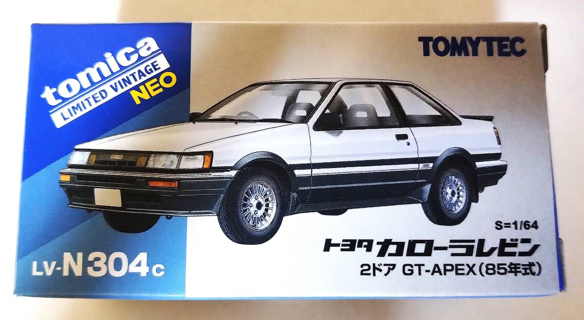 ★TLV トミカ リミテッド ヴィンテージネオ LV-N304c トヨタ カローラレビン 2ドア GT-APEX 85年式 白/黒_画像1