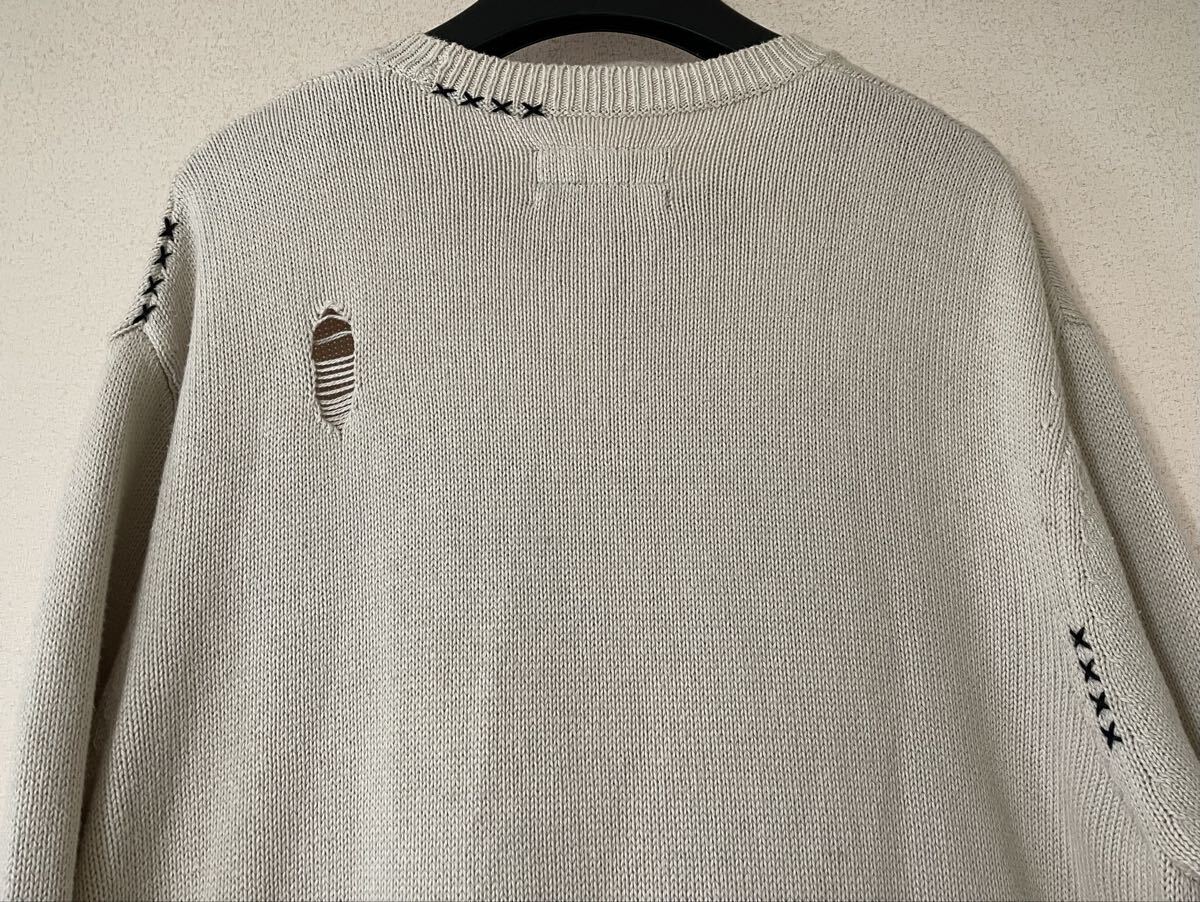 定価33,000円★ALL SAINTS 20-21aw ロゴ ダメージ加工 オーバーサイズ ニット オールセインツ ライダース _画像7