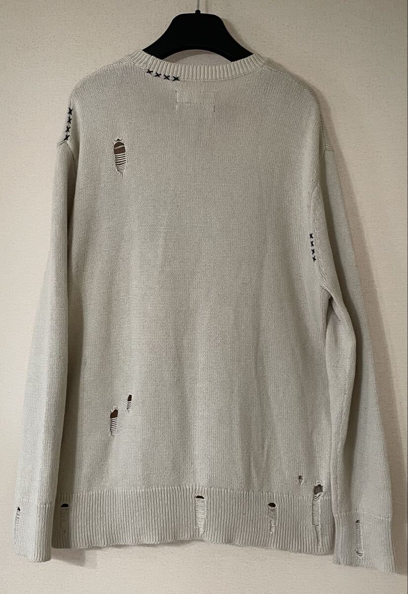 定価33,000円★ALL SAINTS 20-21aw ロゴ ダメージ加工 オーバーサイズ ニット オールセインツ ライダース _画像6